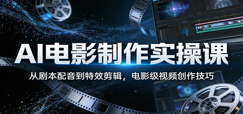 AI电影制作实操课：从剧本配音到特效剪辑，电影级视频创作技巧-梦帆创业网