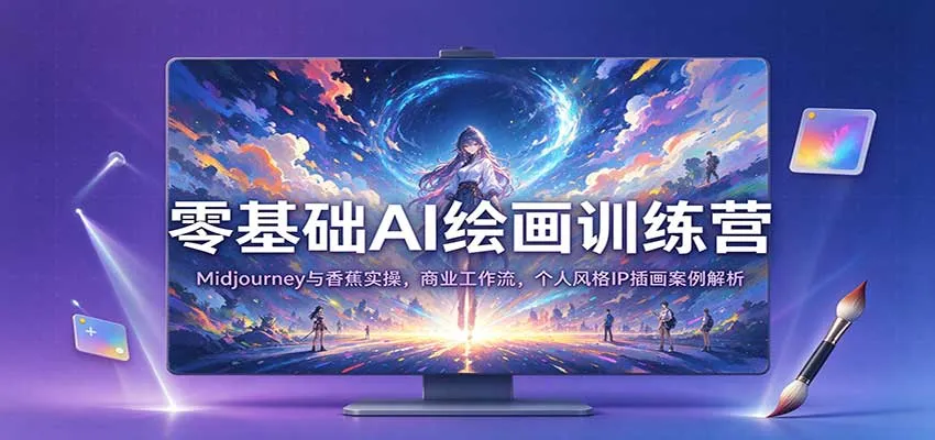 零基础AI绘画训练营:Midjourney与香蕉实操,商业工作流,个人风格IP插画案例解析 零基础AI绘画训练营:Midjourney与香蕉实操,商业工作流,个人风格IP插画案例解析