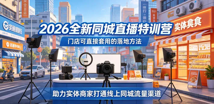 2026全新同城直播特训营，门店可直接套用的落地方法，助力实体商家打通线上同城流量渠道-梦帆创业网