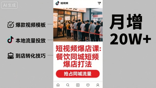 短视频爆店课，餐饮同城短视频爆店打法-梦帆创业网