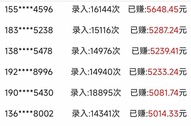 信息录入，几秒一单，只需一部手机，小白轻松上手，日入500＋-梦帆创业网