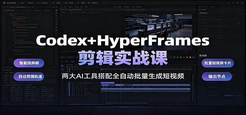 Codex+HyperFrames剪辑实战课：两大AI工具搭配全自动批量生成短视频-梦帆创业网