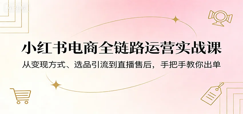 小红书电商全链路运营实战课：从变现方式、选品引流到直播售后，手把手教你出单-梦帆创业网