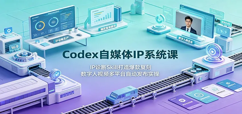 Codex自媒体IP系统课：IP诊断Skill打造爆款复刻，数字人视频多平台自动发布实操-梦帆创业网