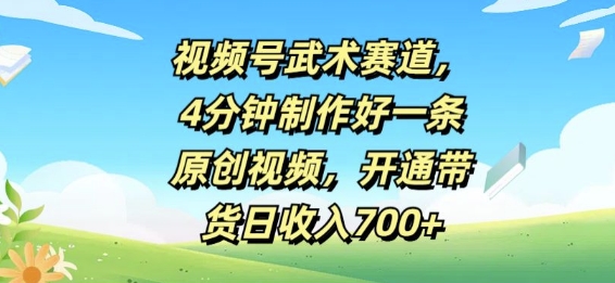 视频号武术赛道，4分钟制作好一条原创视频，开通带货日收入几张-梦帆创业网