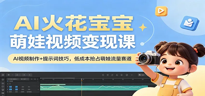 AI火花宝宝萌娃视频变现课：AI视频制作+提示词技巧，低成本抢占萌娃流量赛道-梦帆创业网
