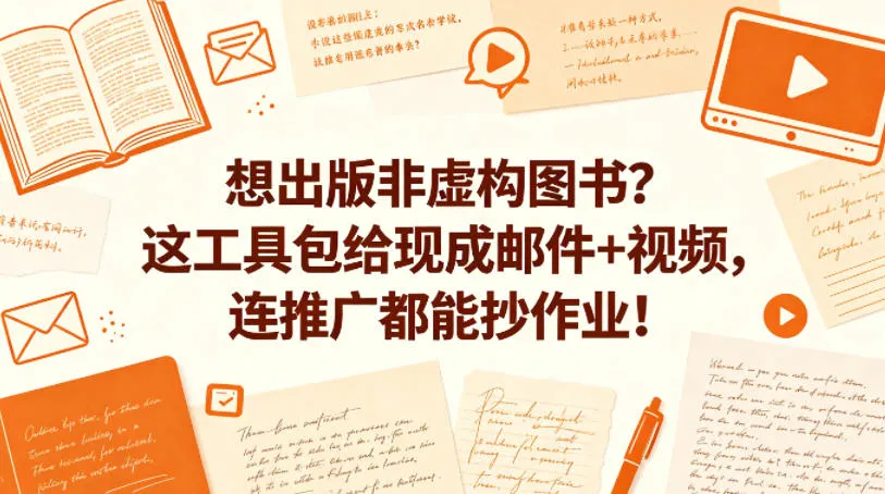 想出版非虚构图书？这工具包给现成邮件+视频，连推广都能抄作业！【原创双语字幕】-梦帆创业网