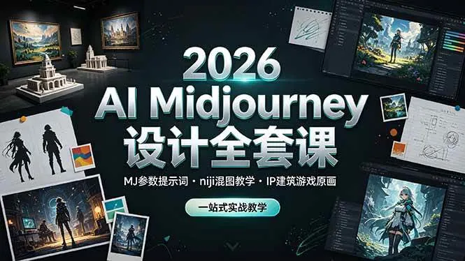 （19209期）2026 AI Midjourney设计全套课，MJ参数提示词niji混图教学，IP建筑游戏原画一站式实战教学-梦帆创业网
