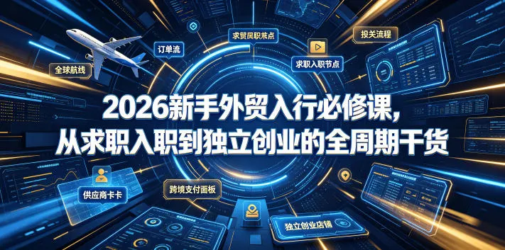 2026新手外贸入行必修课，从求职入职到独立创业的全周期干货-梦帆创业网