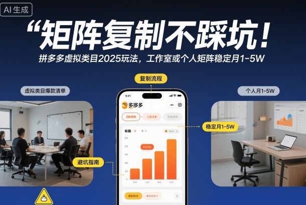 矩阵复制不踩坑！拼多多虚拟类目2025玩法，工作室或者个人矩阵稳定月1-5W【揭秘】-梦帆创业网