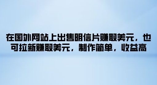 在国外网站上出售明信片赚取美元，也可拉新赚取美元，制作简单，收益高-梦帆创业网