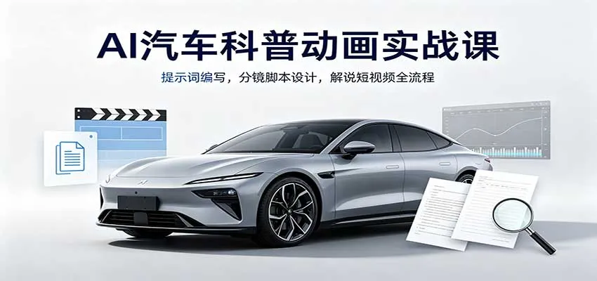 AI汽车科普动画实战课：提示词编写，分镜脚本设计，解说短视频全流程-梦帆创业网