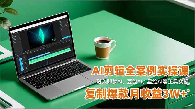 （16770期）AI剪辑全案例实操课，融入即梦AI、豆包AI、星绘AI等工具实操，复制爆款月收益3W+-梦帆创业网