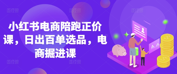 小红书电商陪跑正价课，小红书官方认证电商讲师教学，日出百单选品，电商掘进课-梦帆创业网