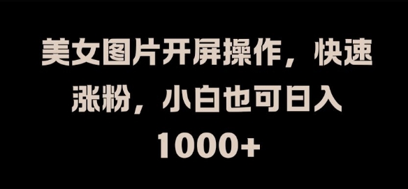 美女图片开屏操作，快速涨粉，小白也可日入1k【揭秘】-梦帆创业网
