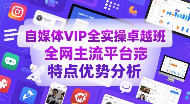 自媒体VIP全实操卓越班，全网主流平台特点优势分析-梦帆创业网