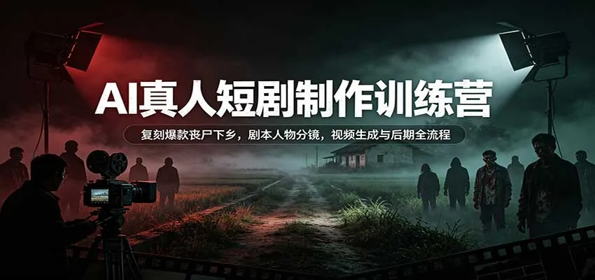AI真人短剧制作训练营：复刻爆款丧尸下乡，剧本人物分镜，视频生成与后期全流程-梦帆创业网