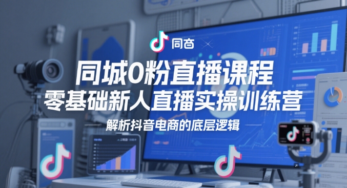 同城0粉直播课程，零基础新人直播实操训练营，解析抖音电商的底层逻辑-梦帆创业网