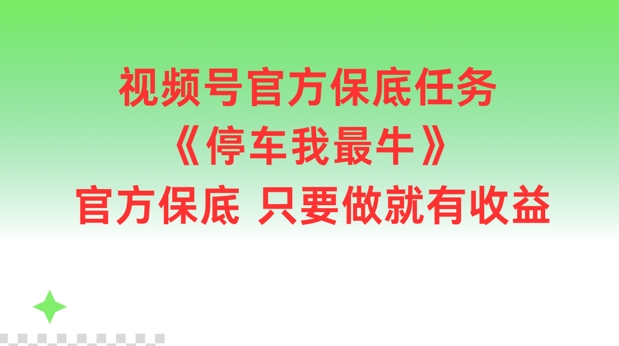 视频号官方保底任务，停车我最牛，官方保底只要做就有收益【揭秘】-梦帆创业网