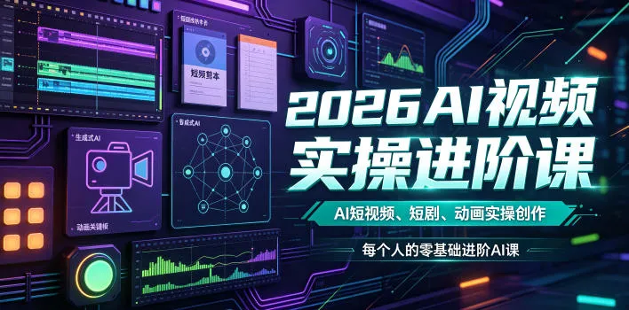 2026AI视频实操进阶课，AI短视频、短剧、动画实操创作，每个人的零基础进阶ai课（更新0825）-梦帆创业网