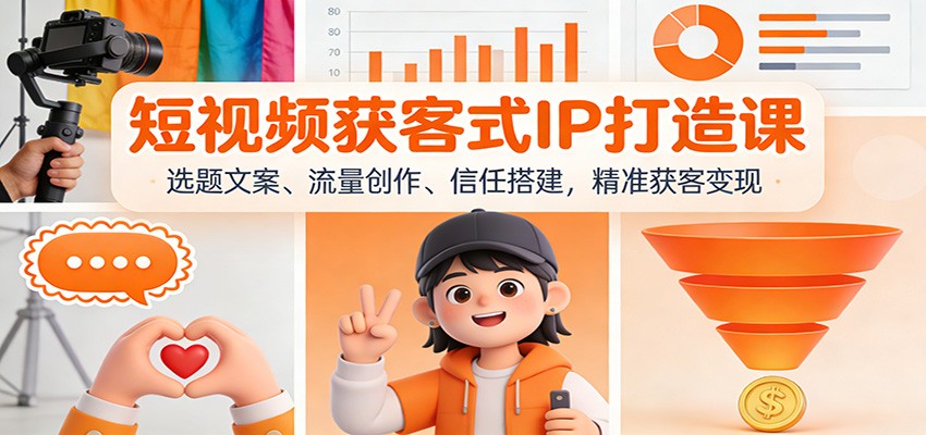 短视频获客式IP打造课：选题文案、流量创作、信任搭建，精准获客变现-梦帆创业网