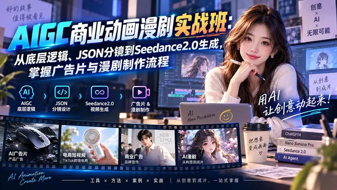 （20268期）AIGC商业动画漫剧实战班-更新：从底层逻辑、JSON分镜到Seedance2.0生成，掌握广告片与漫剧制作流程-梦帆创业网