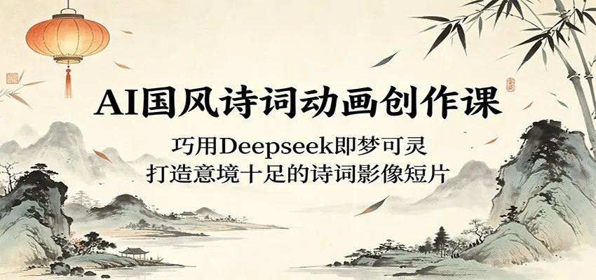 AI国风诗词动画创作课：巧用Deepseek即梦可灵，打造意境十足的诗词影像短片-梦帆创业网