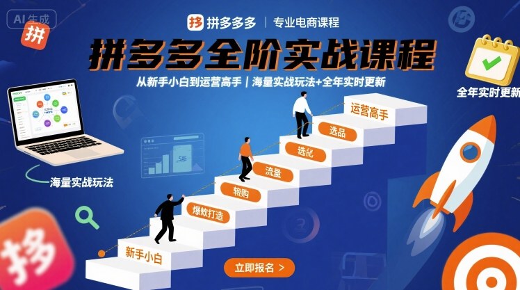 拼多多全阶实战课程，从新手小白到运营高手，海量实战玩法+全年实时更新【2025年9月更新】-梦帆创业网
