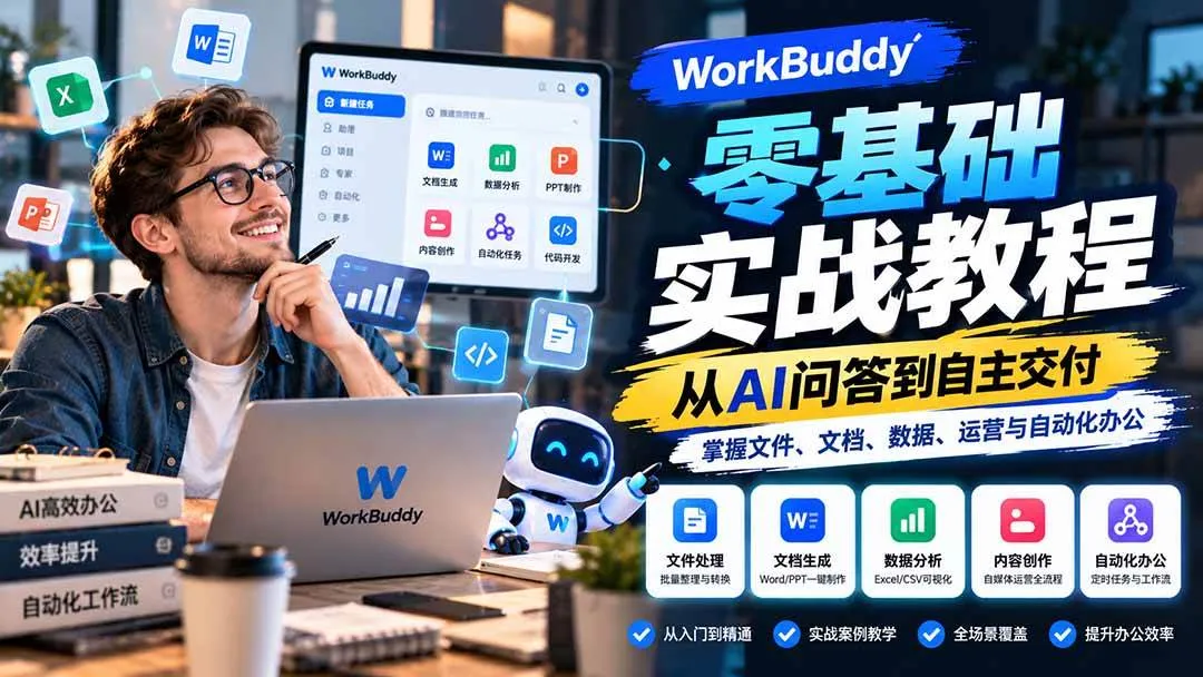 （20827期）WorkBuddy零基础实战教程：从AI问答到自主交付，掌握文件、文档、数据、运营与自动化办公-梦帆创业网