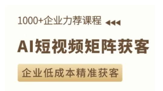 AI短视频矩阵获客实操课，企业低成本精准获客-梦帆创业网