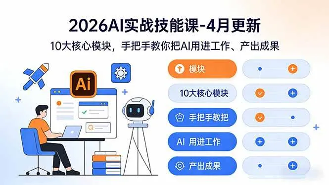 （17941期）2026AI实战技能课-4月更新：10大核心模块，手把手教你把AI用进工作、产出成果-梦帆创业网