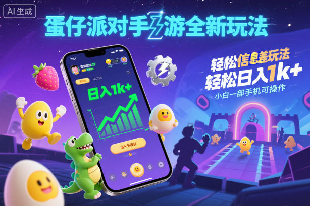 蛋仔派对手游全新玩法，轻松日入1k+，风口信息差玩法，当天见收益，小白一部手机可操作-梦帆创业网