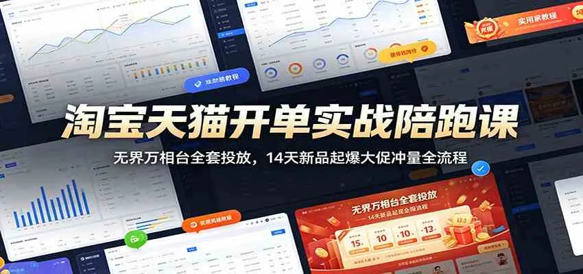淘宝天猫开单实战陪跑课：无界万相台全套投放，14天新品起爆大促冲量全流程-梦帆创业网