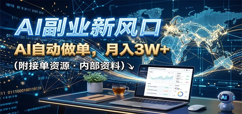 AI副业新风口，AI自动做单，月入3W+，附接单资源-梦帆创业网