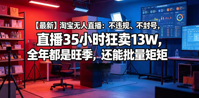 【最新】淘宝无人直播：不违规、不封号，直播35小时狂卖13W，全年都是旺季，还能批量矩阵操作【揭秘】-梦帆创业网