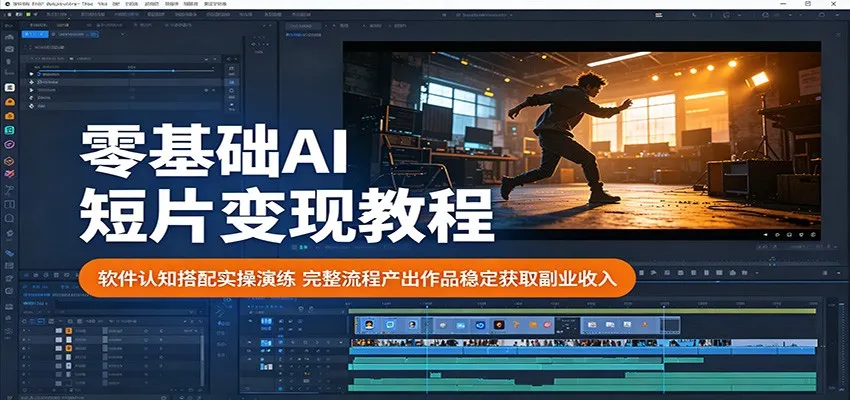 零基础AI短片变现教程：软件认知搭配实操演练，完整流程产出作品稳定获取副业收入-梦帆创业网