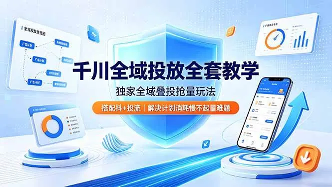 （19172期）千川全域投放全套教学，独家全域叠投抢量玩法，搭配抖+投流，解决计划消耗慢不起量难题-梦帆创业网