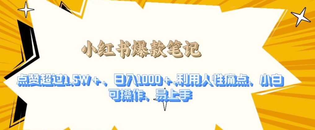 利用人性的痛点，打造爆款笔记，获得点赞超过1.5W+，日入1k【揭秘】-梦帆创业网