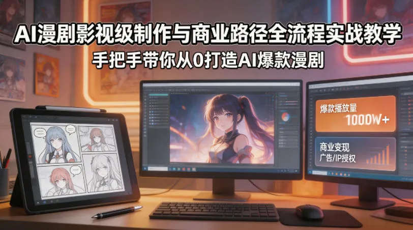 AI漫剧影视级制作与商业路径全流程实战教学，手带你从0打造AI爆款漫剧-梦帆创业网
