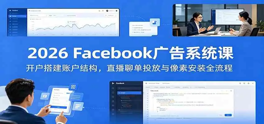 2026 Facebook广告系统课：开户搭建账户结构，直播聊单投放与像素安装全流程-梦帆创业网