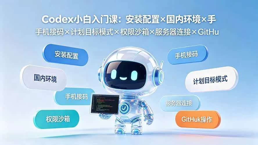 （19402期）Codex小白入门课：安装配置×国内环境×手机接码×计划目标模式×权限沙箱×服务器连接×GitHub操作-梦帆创业网