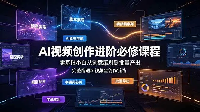 （19159期）AI视频创作进阶必修课程：零基础小白从创意策划到批量产出，完整跑通AI视频全创作链路-梦帆创业网