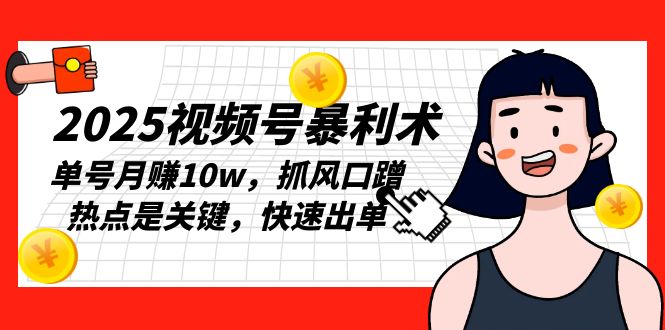 （13793期）2025视频号暴利术，单号月赚10w，抓风口蹭热点是关键，快速出单-梦帆创业网