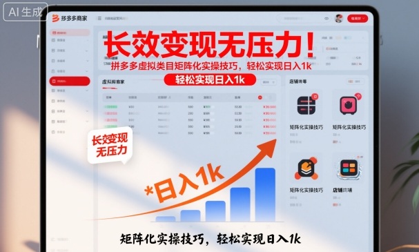 长效变现无压力！拼多多虚拟类目矩阵化实操技巧，轻松实现日入1k【揭秘】-梦帆创业网