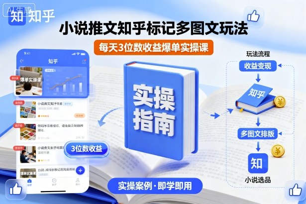 小说推文知乎标记多图文玩法，每天3位数收益爆单实操课-梦帆创业网