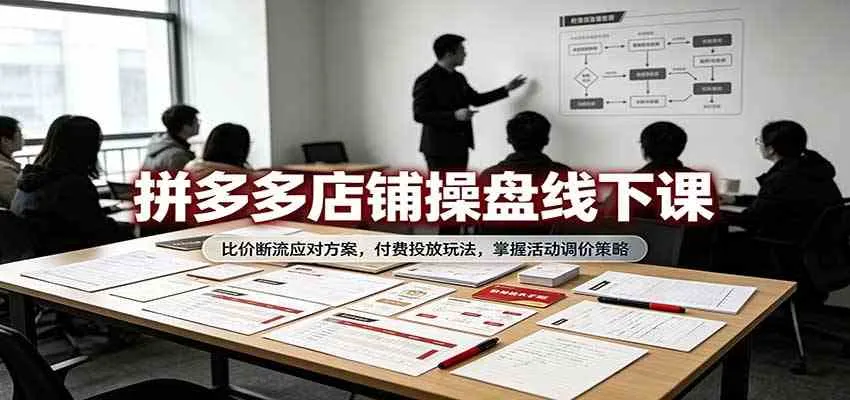 拼多多店铺操盘线下课：比价断流应对方案，付费投放玩法，掌握活动调价策略-梦帆创业网