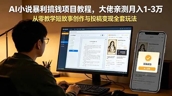 （18898期）AI小说暴利搞钱项目教程，大佬亲测月入1-3万，从零教学短故事创作与投稿变现全套玩法-梦帆创业网