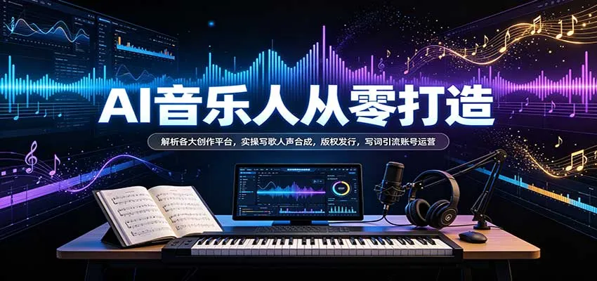 AI音乐人从零打造：解析各大创作平台，实操写歌人声合成，版权发行，写词引流账号运营-梦帆创业网