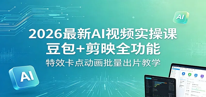 2026最新AI视频实操课：豆包+剪映全功能，特效卡点动画批量出片教学-梦帆创业网