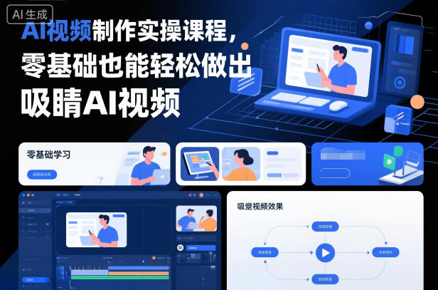AI视频制作实操课程，零基础也能轻松做出吸睛AI视频-梦帆创业网